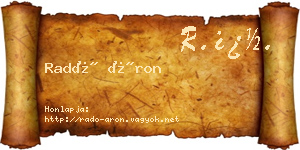 Radó Áron névjegykártya